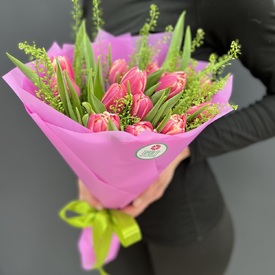 Букет из 15 пионовидных тюльпанов Колумбус