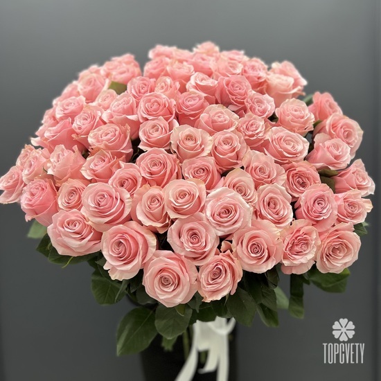 Букет из 75шт розовых роз Би Свит 70см