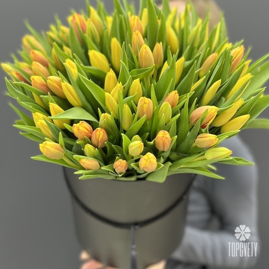 Букет из 101 тюльпана в коробке