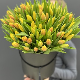 Букет из 101 тюльпана в коробке