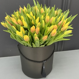 Букет из 101 тюльпана в коробке