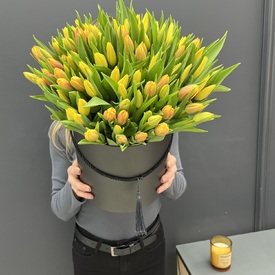 Букет из 101 тюльпана в коробке