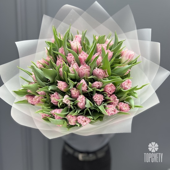  Букет из 51 сортового розового тюльпана