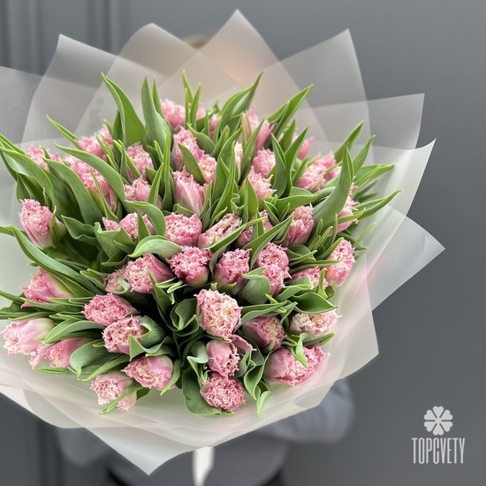 Букет из 51 сортового розового тюльпана