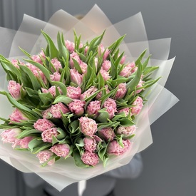  Букет из 51 сортового розового тюльпана