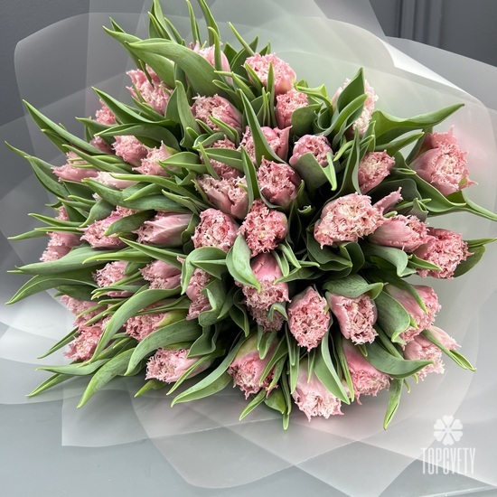  Букет из 51 сортового розового тюльпана