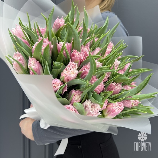  Букет из 51 сортового розового тюльпана