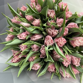  Букет из 51 сортового розового тюльпана