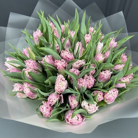  Букет из 51 сортового розового тюльпана