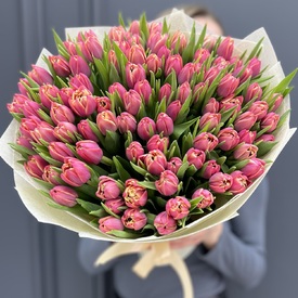 Букет из 101 розового пионовидного тюльпана
