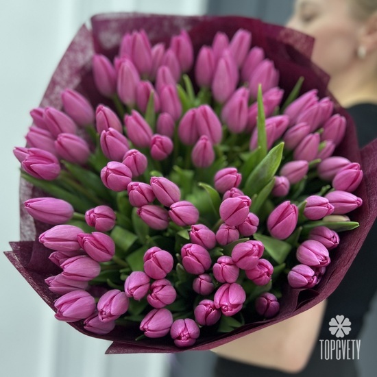 Букет из 101 розового тюльпана