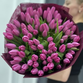 Букет из 101 розового тюльпана