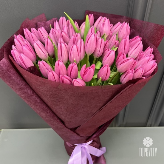 Букет из 101 розового тюльпана
