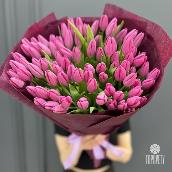 Букет из 101 розового тюльпана