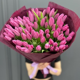 Букет из 101 розового тюльпана