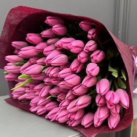 Букет из 101 розового тюльпана