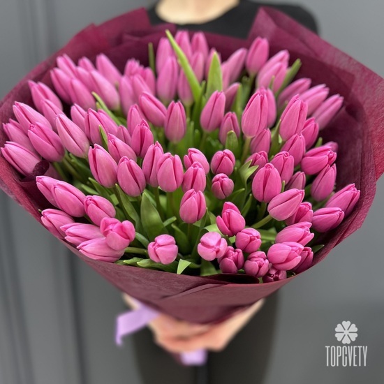 Букет из 101 розового тюльпана