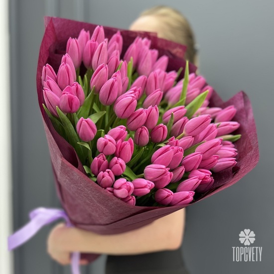 Букет из 101 розового тюльпана