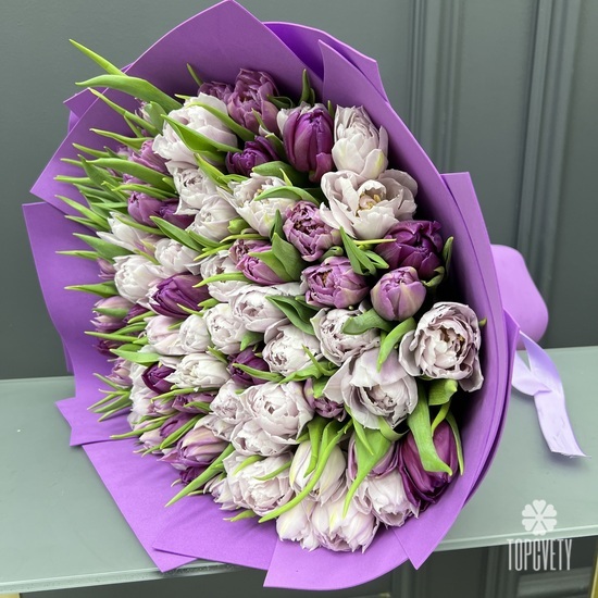 Букет из 101 пионовидного тюльпана
