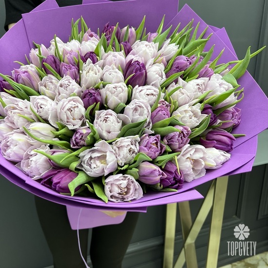 Букет из 101 пионовидного тюльпана