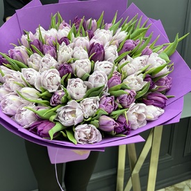 Букет из 101 пионовидного тюльпана