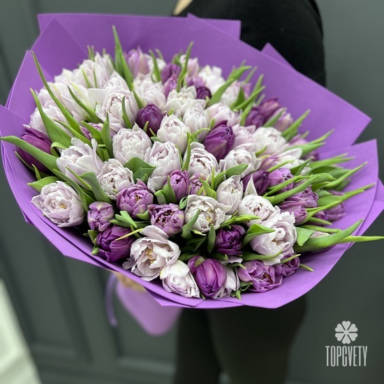 Букет из 101 пионовидного тюльпана