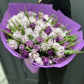 Букет из 101 пионовидного тюльпана