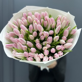 Букет из 101 розового тюльпана