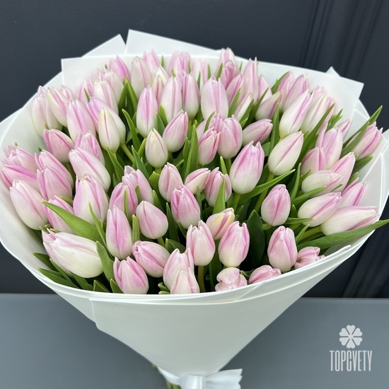 Букет из 101 розового тюльпана