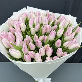 Букет из 101 розового тюльпана