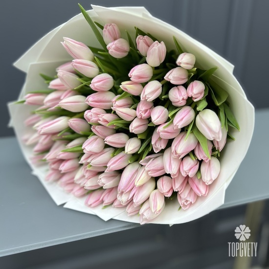 Букет из 101 розового тюльпана