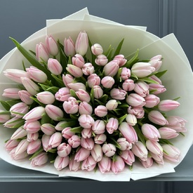 Букет из 101 розового тюльпана
