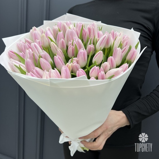 Букет из 101 розового тюльпана