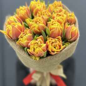 Букет из 15 пионовидных тюльпанов