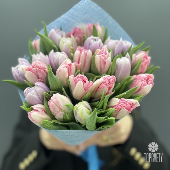Букет из 35 пионовидных тюльпанов