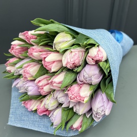 Букет из 35 пионовидных тюльпанов