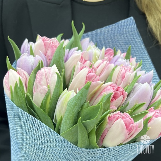 Букет из 35 пионовидных тюльпанов