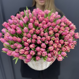 Корзина 251 пионовидный тюльпан