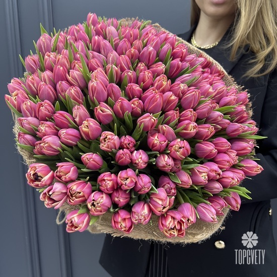 Букет из 201 пионовидного тюльпана