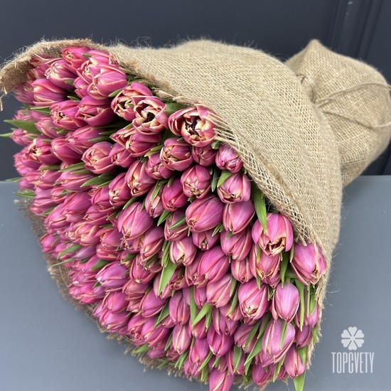 Букет из 201 пионовидного тюльпана