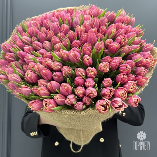 Букет из 201 пионовидного тюльпана