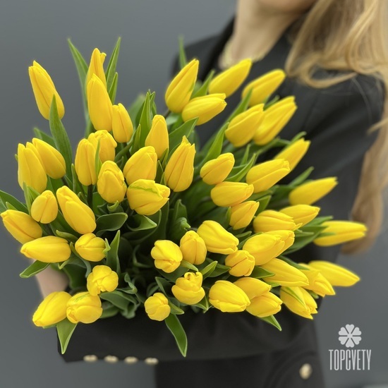 Букет из 51 желтого тюльпана