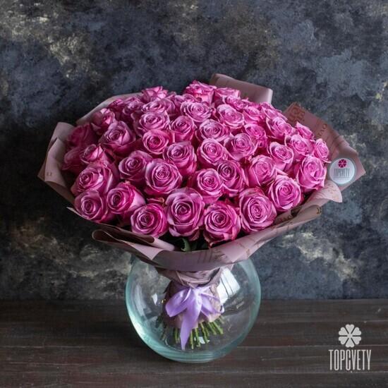 Букет из 51 розовой розы Кул Вотер 50см