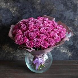 Букет из 51 розовой розы Кул Вотер 50см