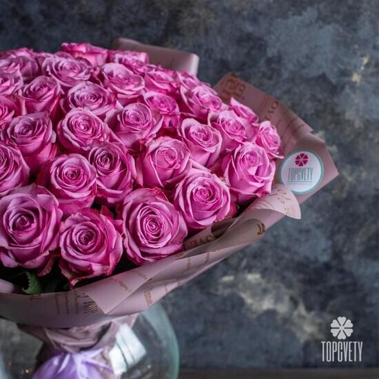 Букет из 51 розовой розы Кул Вотер 50см