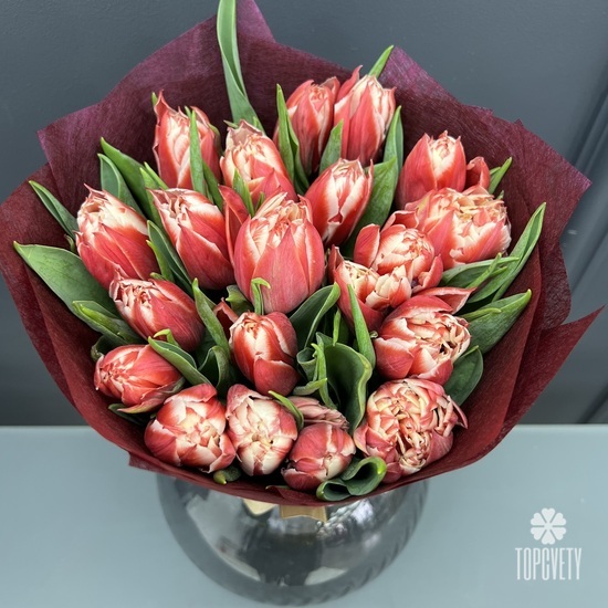 Букет из 21 пионовидного тюльпана