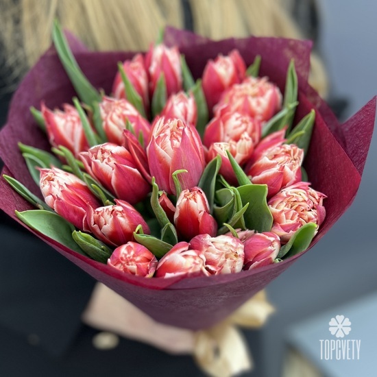 Букет из 21 пионовидного тюльпана