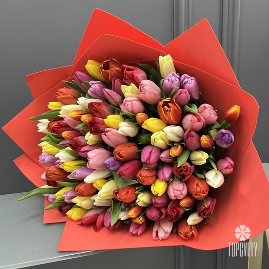 Букет из 101 тюльпана микс