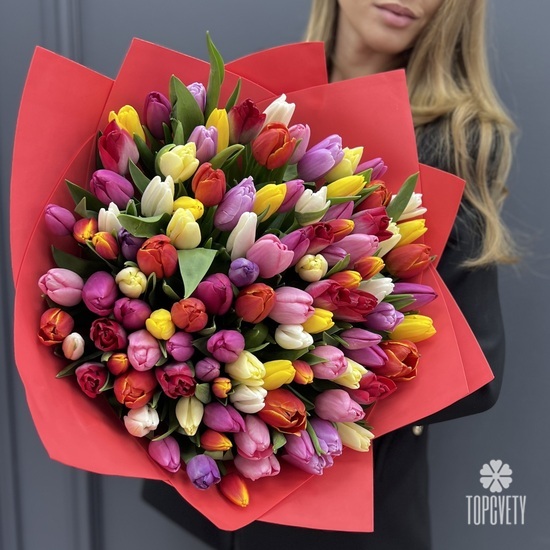 Букет из 101 тюльпана микс
