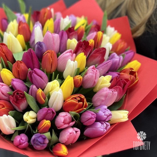 Букет из 101 тюльпана микс
